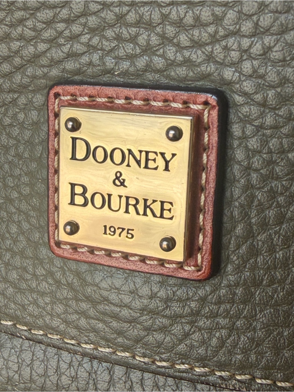 Dooney & Bourke Olive Pebbled Leather Crossbody with Brown Trim - Picture 3 of 15